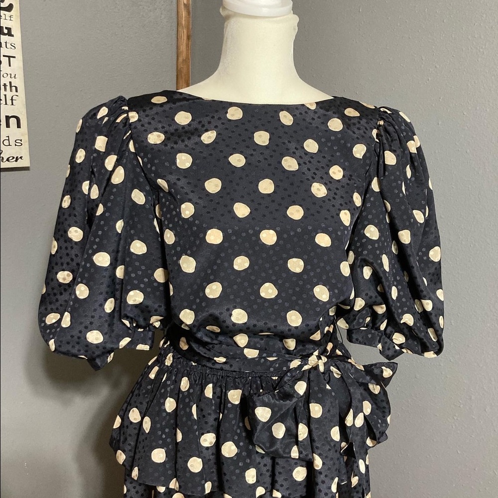 Vintage Polka Dotted Peplum Dress